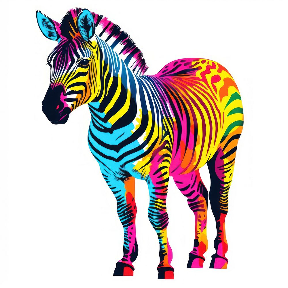 Zebra Risograph style animal mammal horse.