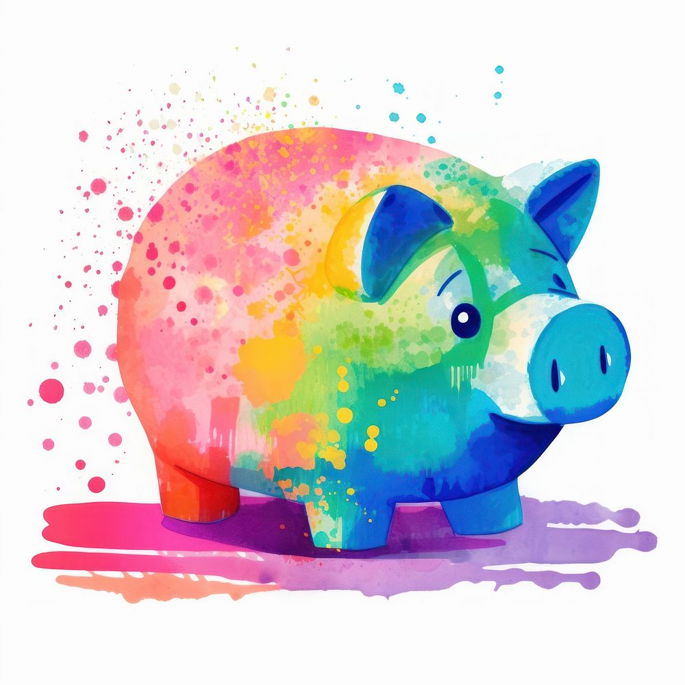 Piggy bank Risograph style representation creativity investment.
