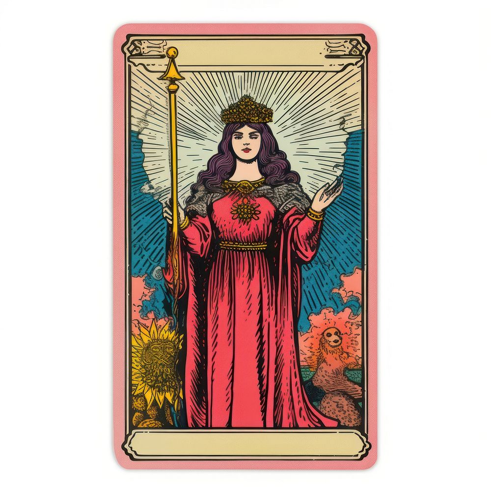 Tarot card Risograph style painting portrait adult.