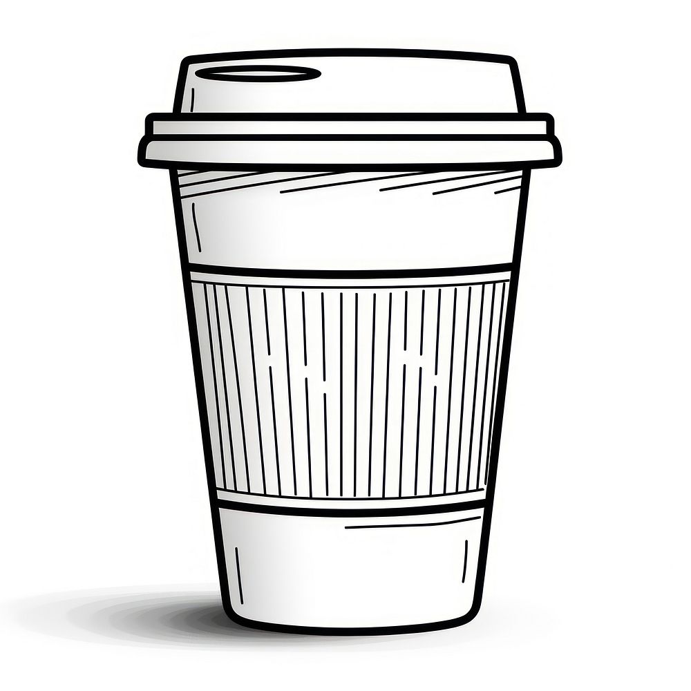 Disposable coffee cup outline sketch mug white background refreshment.