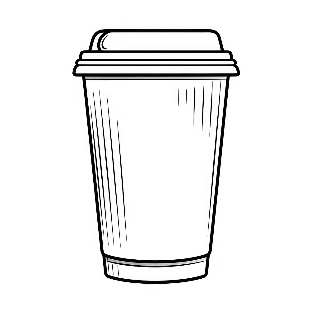 Disposable coffee cup outline sketch white background refreshment drinkware.