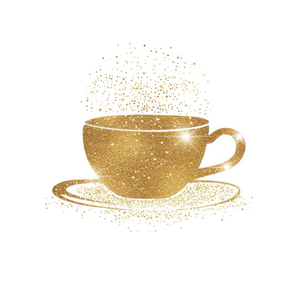 Coffee cup icon saucer drink gold.