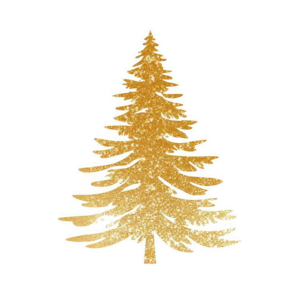Pine tree icon gold christmas plant.