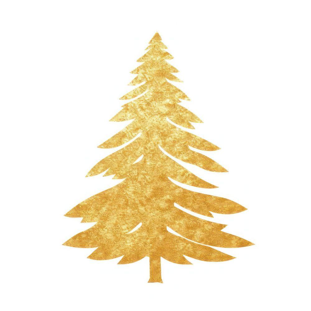 Pine tree icon christmas plant gold.