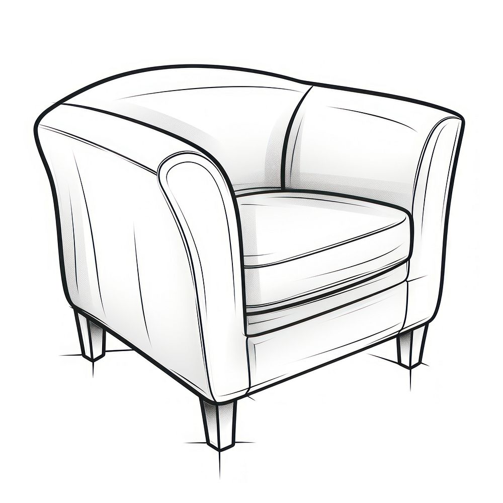 Living room chair outline sketch furniture armchair white background.