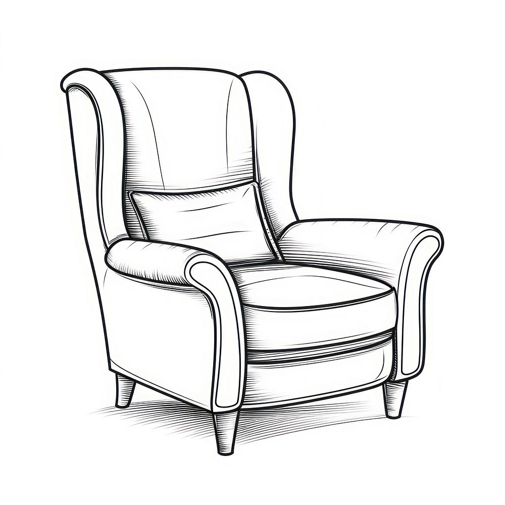 Living room chair outline sketch furniture armchair white background.