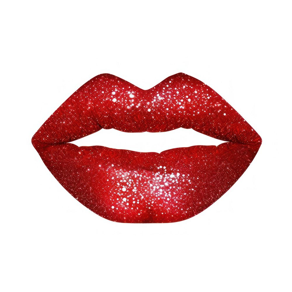 Lips icon lipstick red white background.
