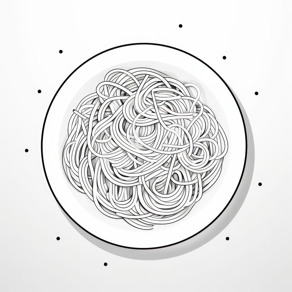 Spaghetti outline sketch plate food porcelain.