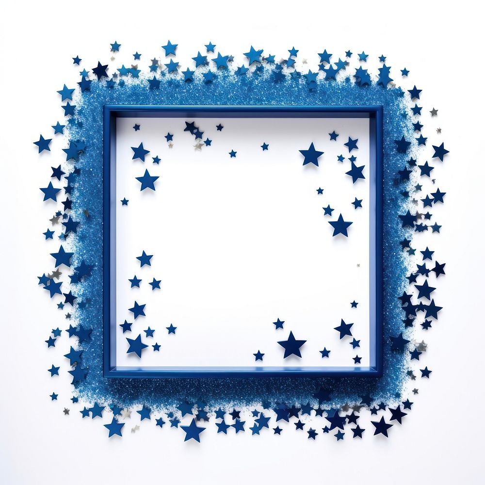 Frame glitter star shapes backgrounds blue white background.