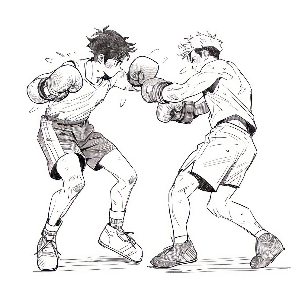 Boxing sketch drawing cartoon.