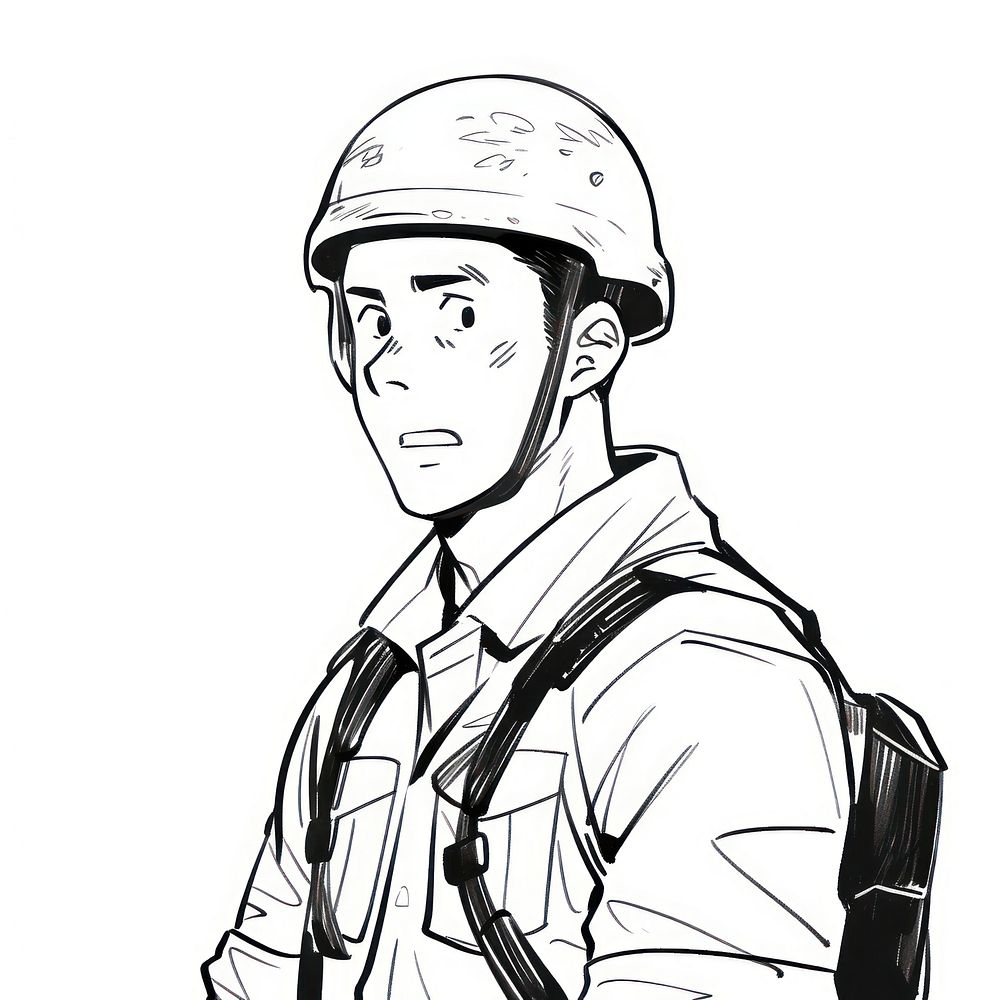 Soldier sketch cartoon drawing.
