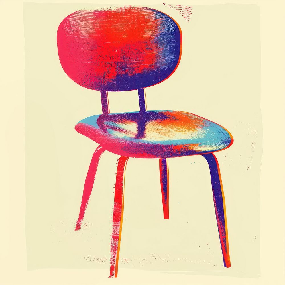 Chair Risograph style furniture creativity absence.