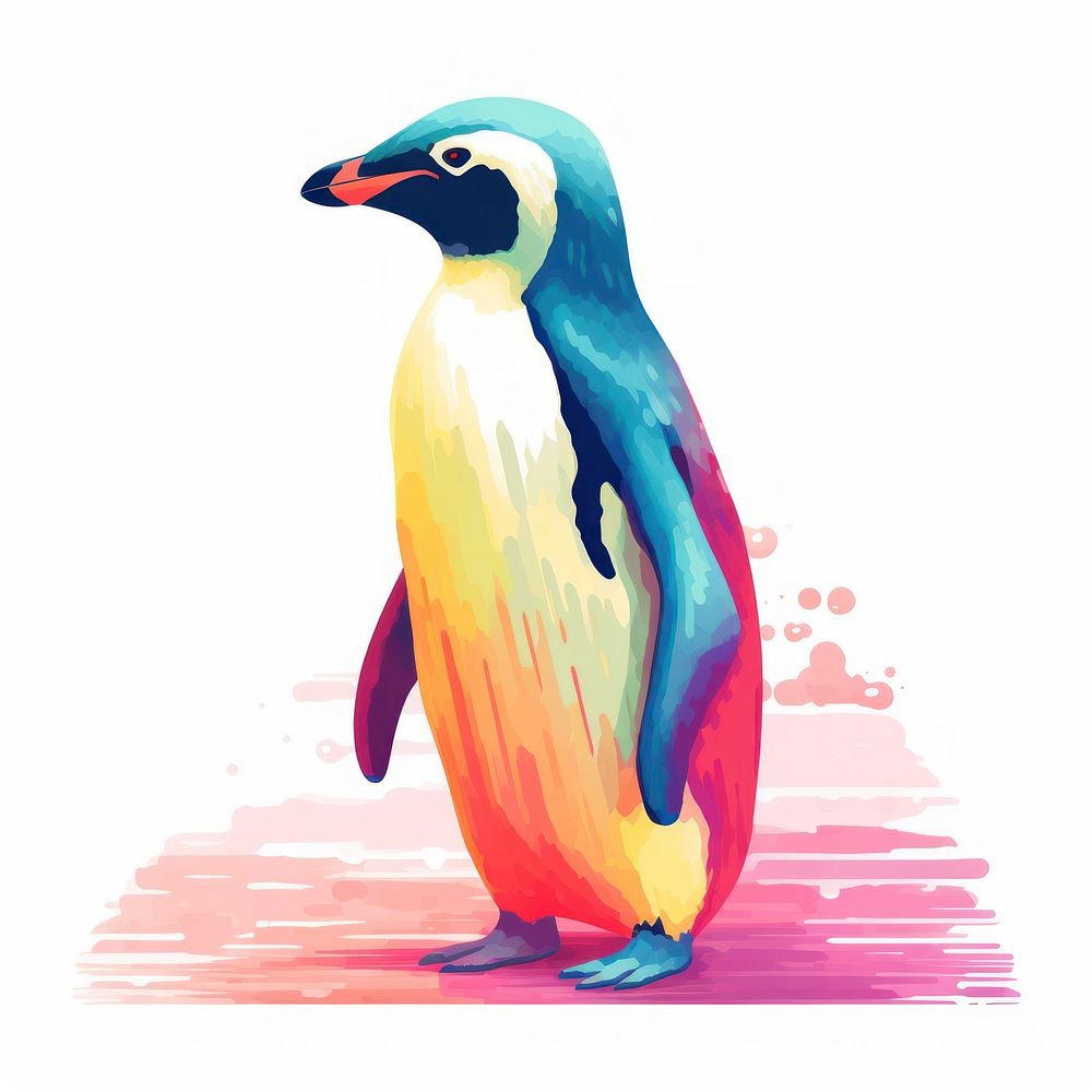 Penguin Risograph style animal bird creativity.