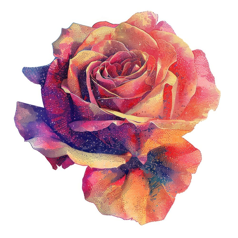 Rose Risograph style rose flower petal.