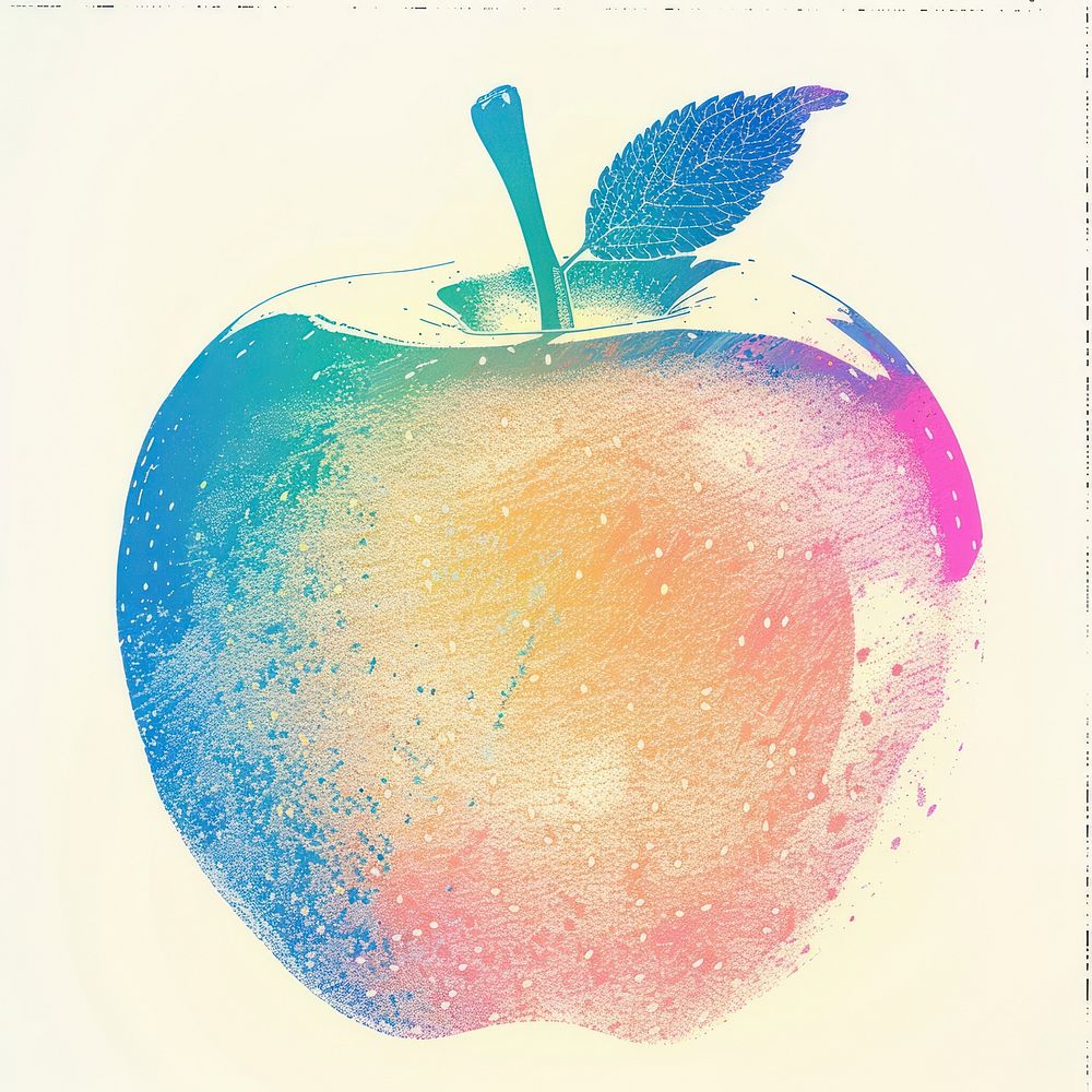 Apple Risograph style apple fruit food.