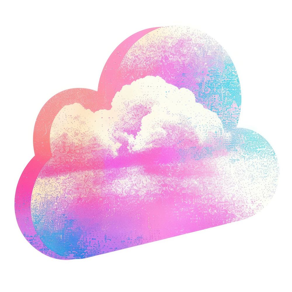 Cloud icon Risograph style cloud white background creativity.