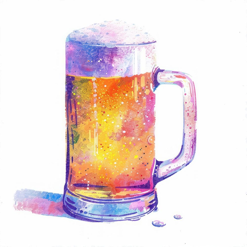 Beer Risograph style drink glass mug.