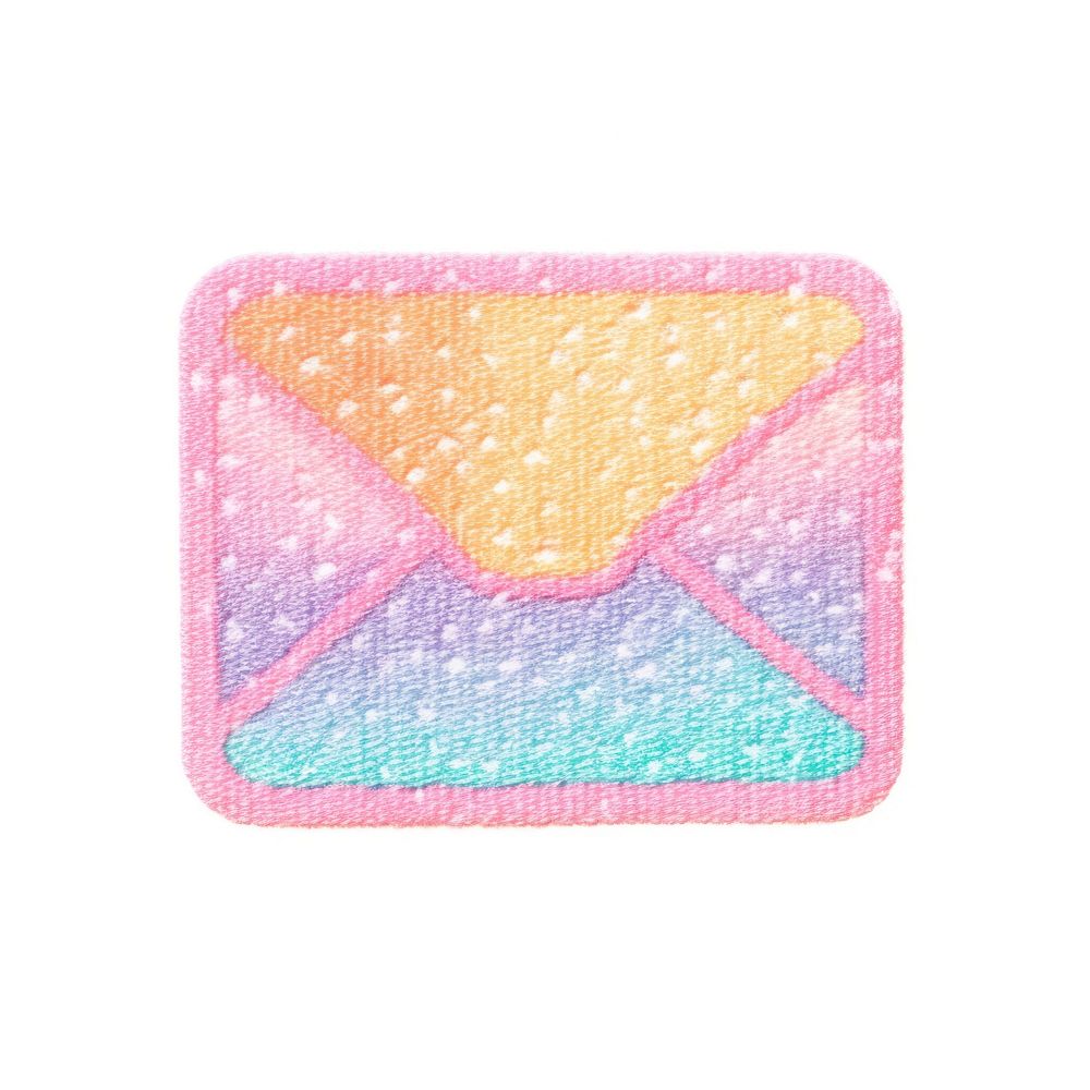 Email icon Risograph style white background cross-stitch accessories.