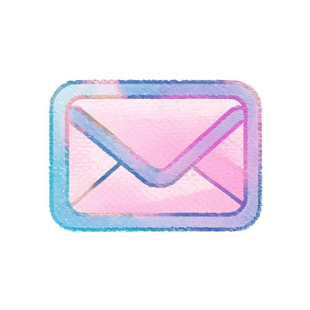 Email icon Risograph style text white background technology.