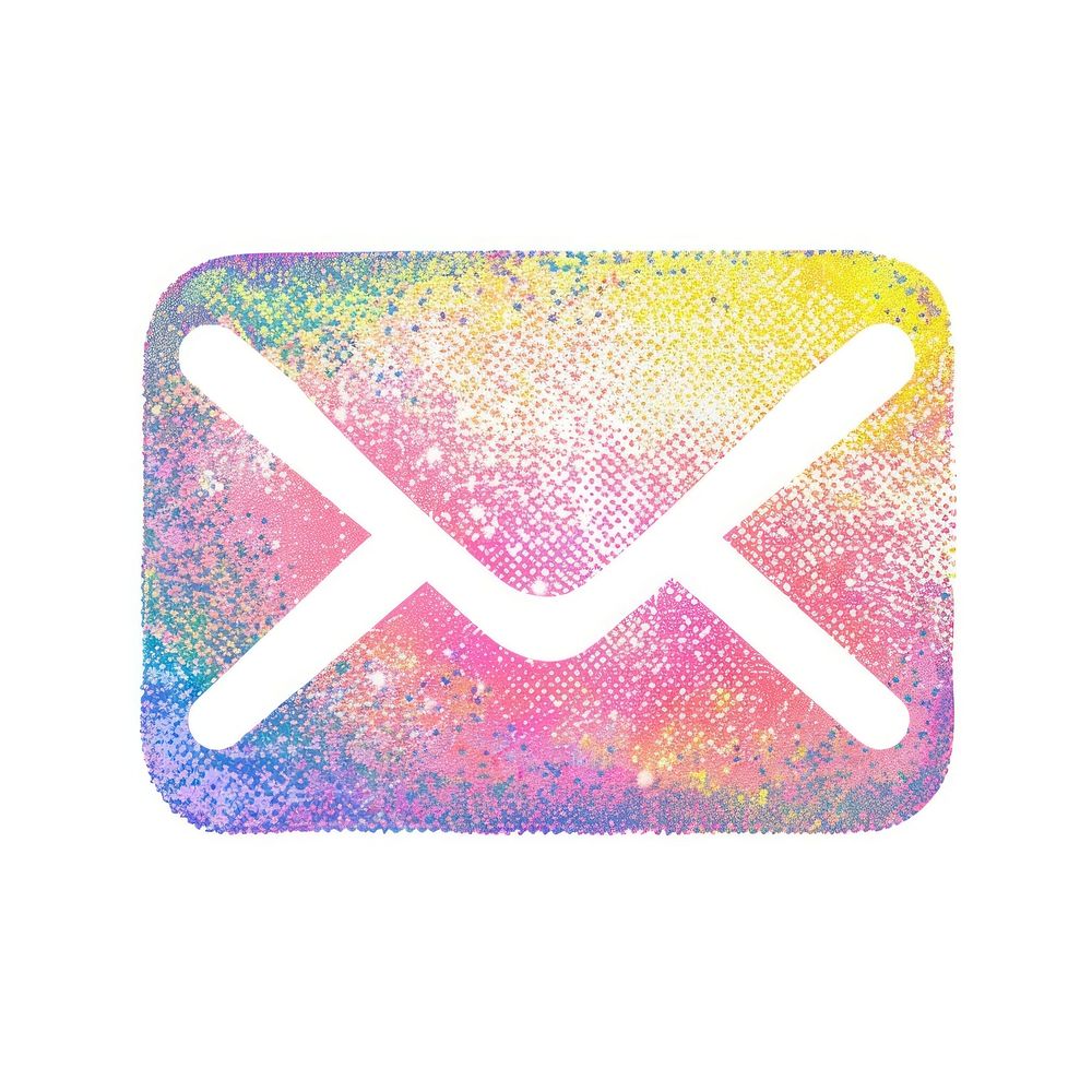 Email icon Risograph style text white background weaponry.