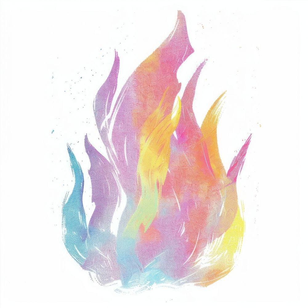 Electric fire Risograph style painting pattern white background.