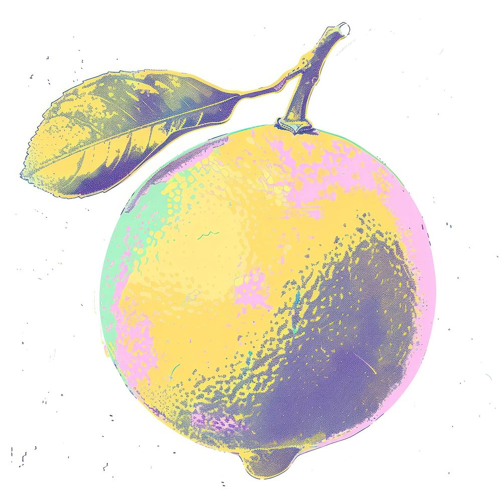 Lemon Risograph style fruit plant lemon.