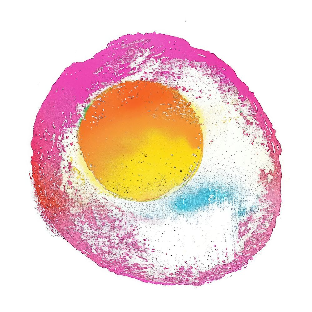 Fried egg Risograph style white background astronomy outdoors.