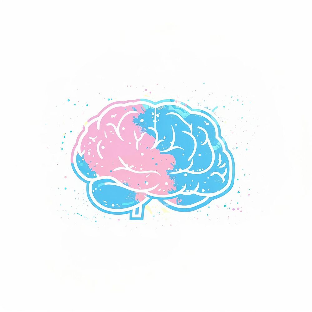 Brain icon Risograph style brain creativity medical.