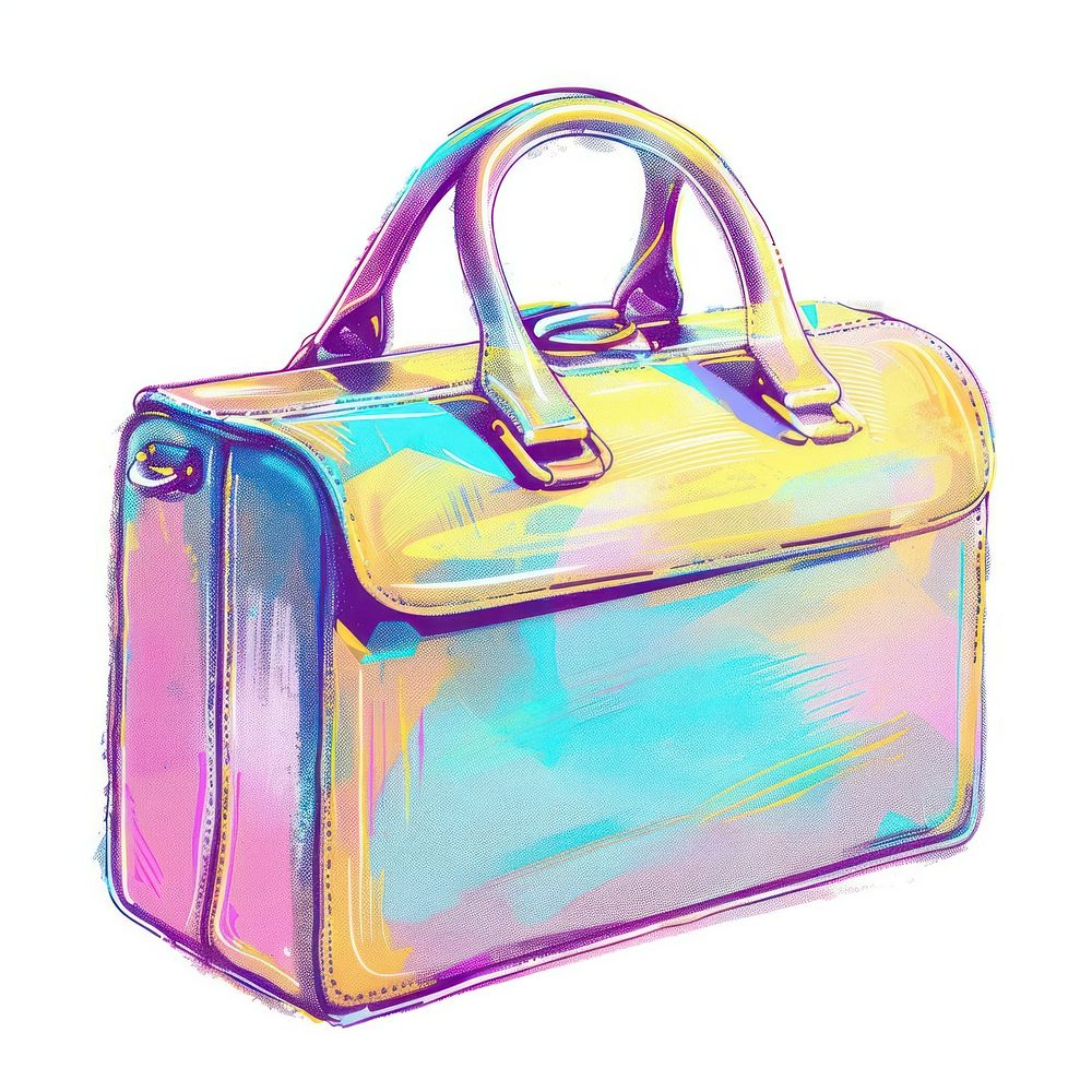 Business bag icon Risograph style handbag white background accessories.