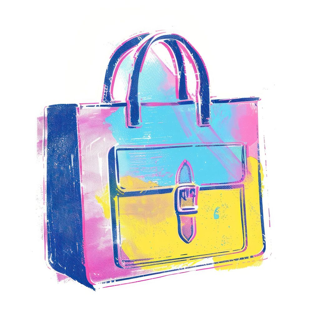 Business bag icon Risograph style handbag purse white background.