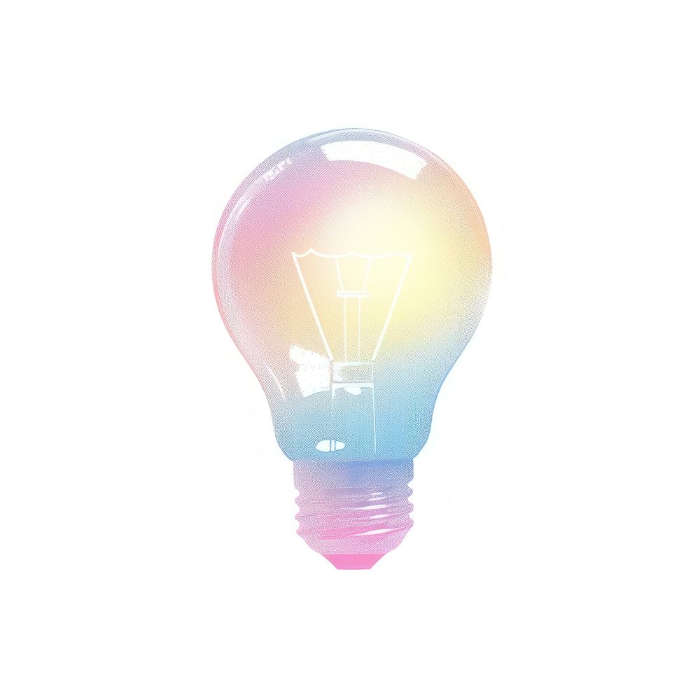 Light bulb icon Risograph style lightbulb white background electricity.