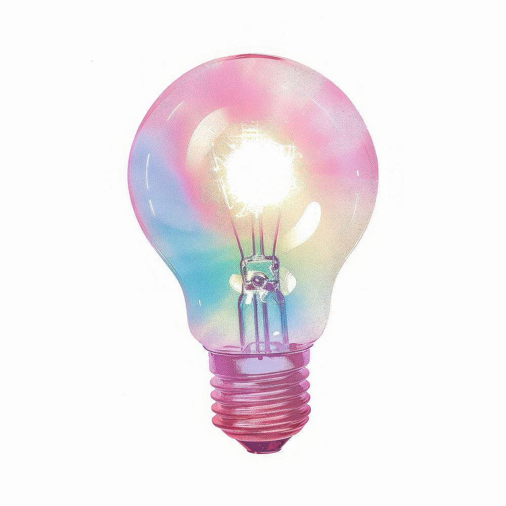 Light bulb icon Risograph style lightbulb white background electricity.