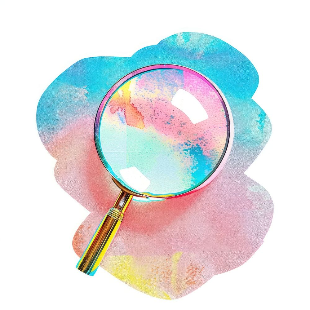 Magnifying glass Risograph style magnifying white background reflection.