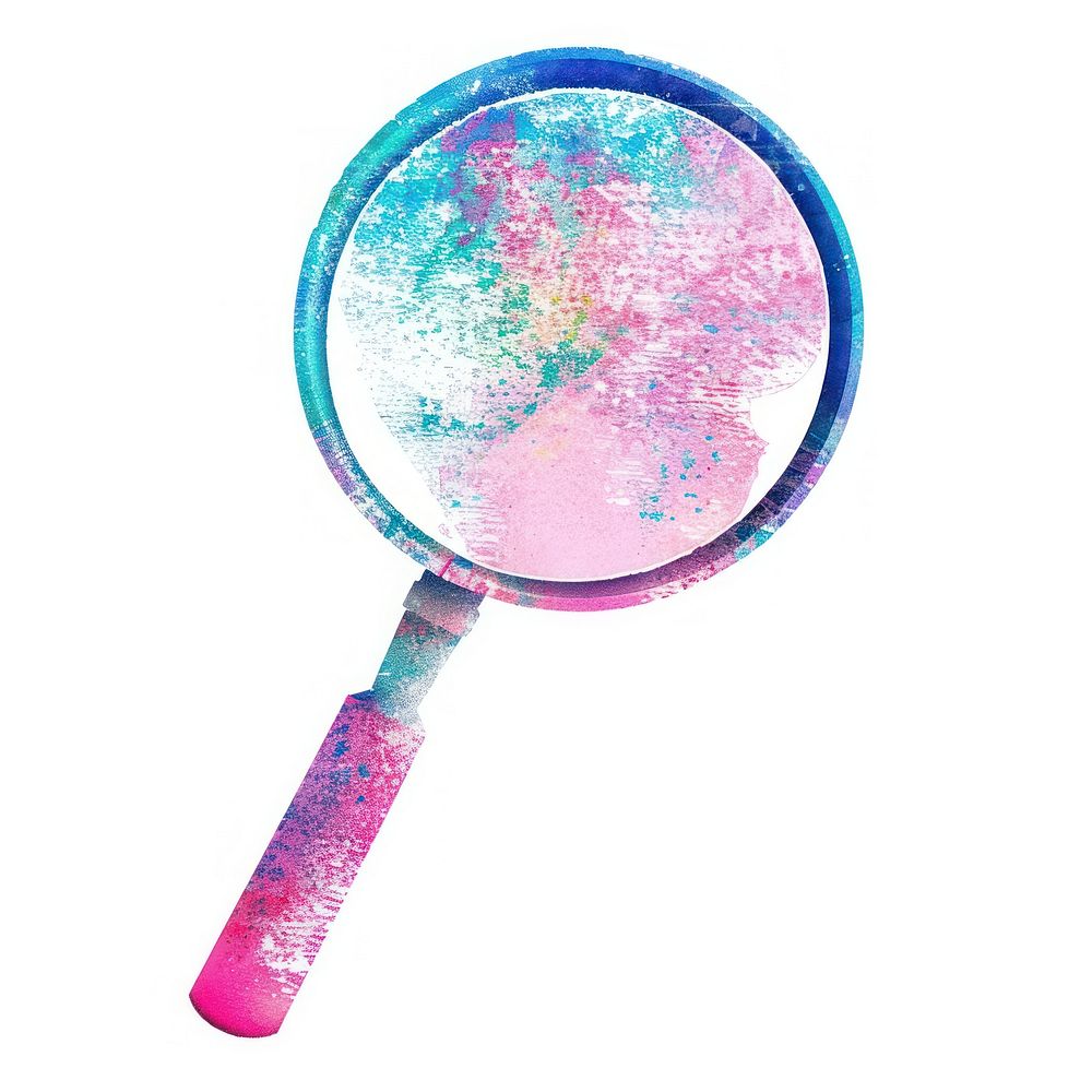 Magnifying glass Risograph style magnifying racket white background.