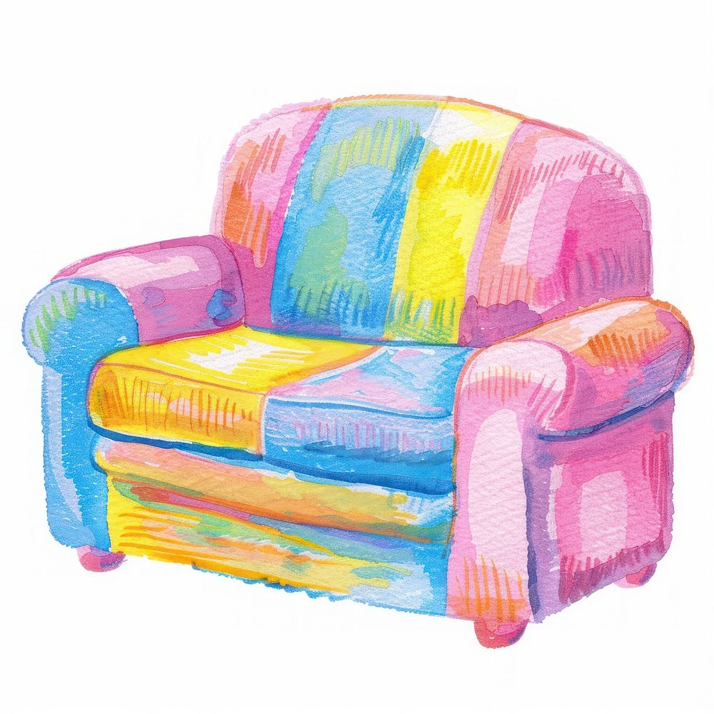 Sofa Risograph style furniture armchair white background.