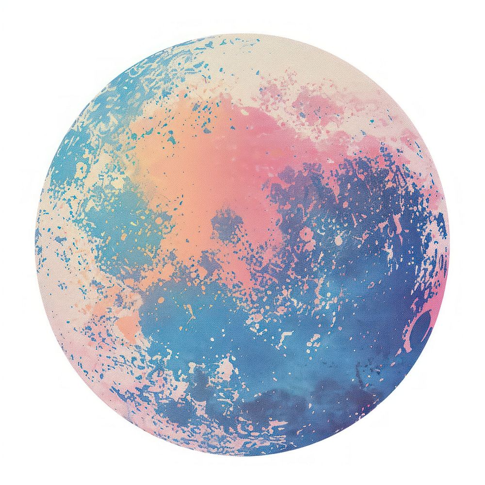 Planet Risograph style astronomy space moon.