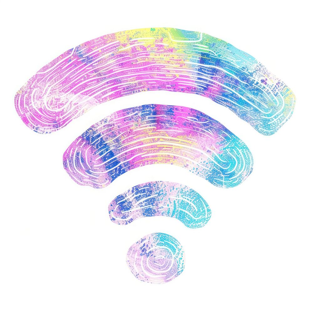 Wifi icon Risograph style backgrounds purple white background.
