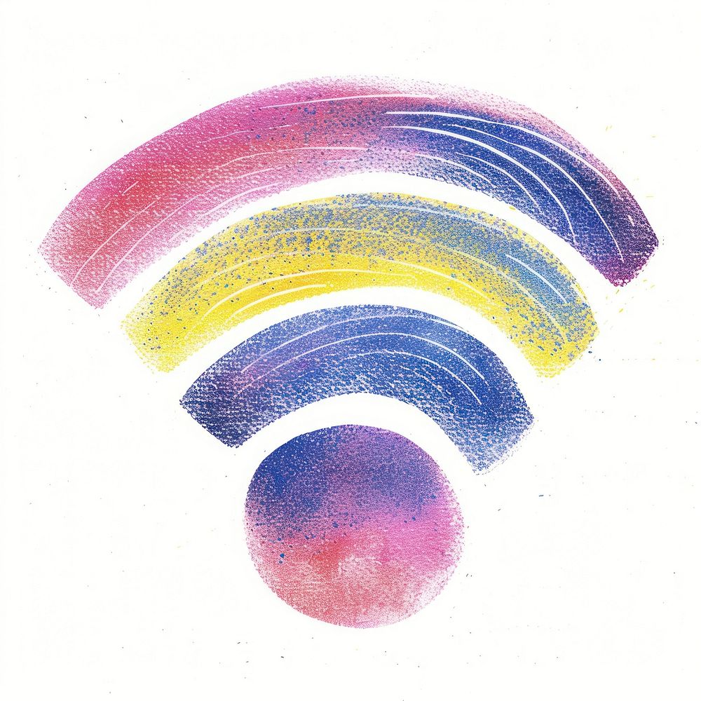 Wifi icon Risograph style technology abstract painting.