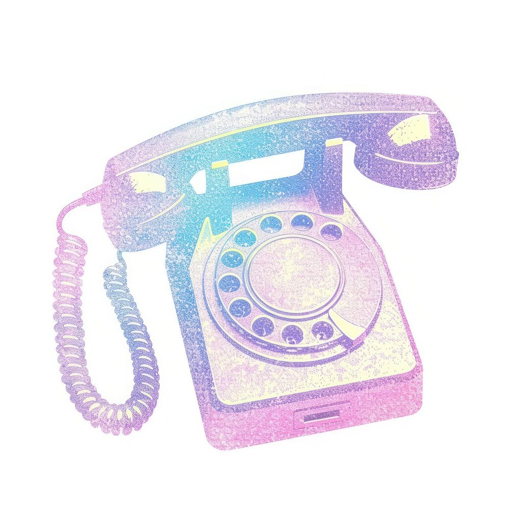 Telephone icon Risograph style telephone white background electronics.