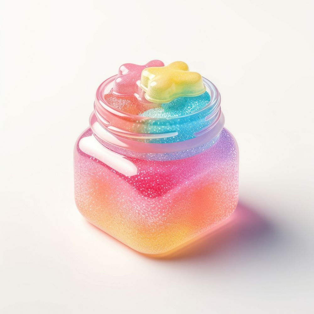 3d jelly glitter capsule sweets candy food.