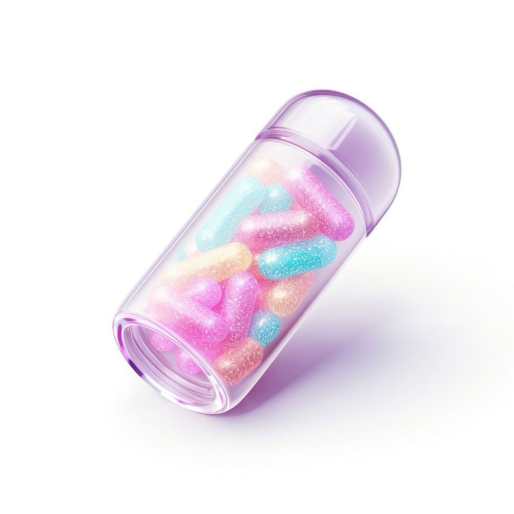 3d jelly glitter capsule bottle candy pill.