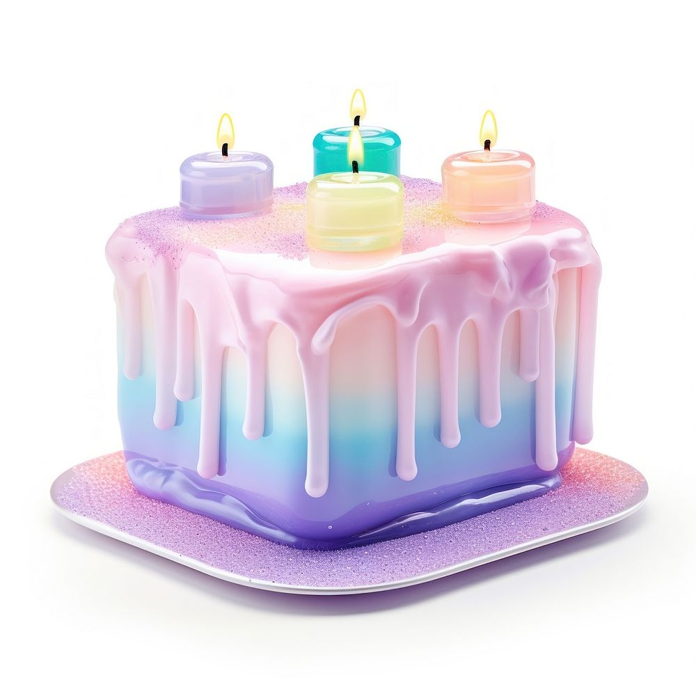 3d jelly glitter birthday cake dessert candle food.