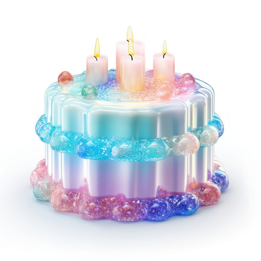 3d jelly glitter birthday cake dessert candle food.
