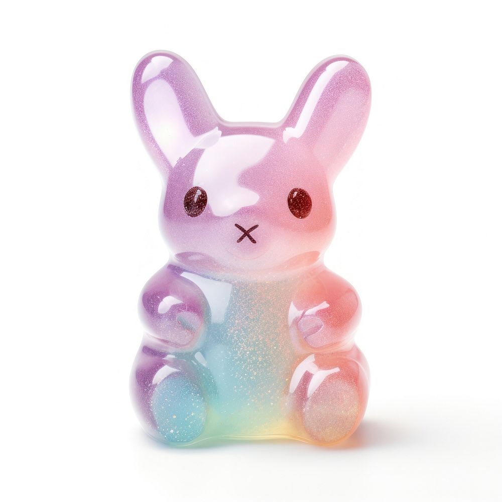 3d jelly glitter bunny cute toy representation.