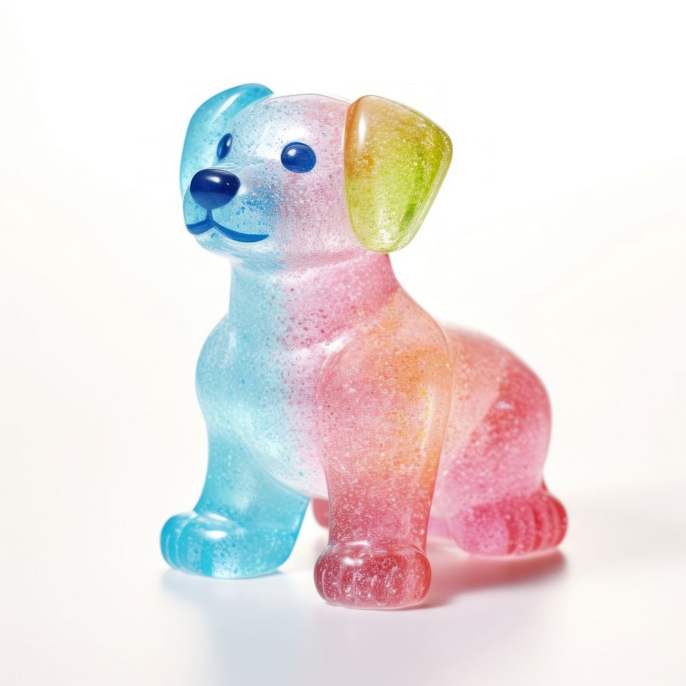 3d jelly glitter dog figurine candy representation.