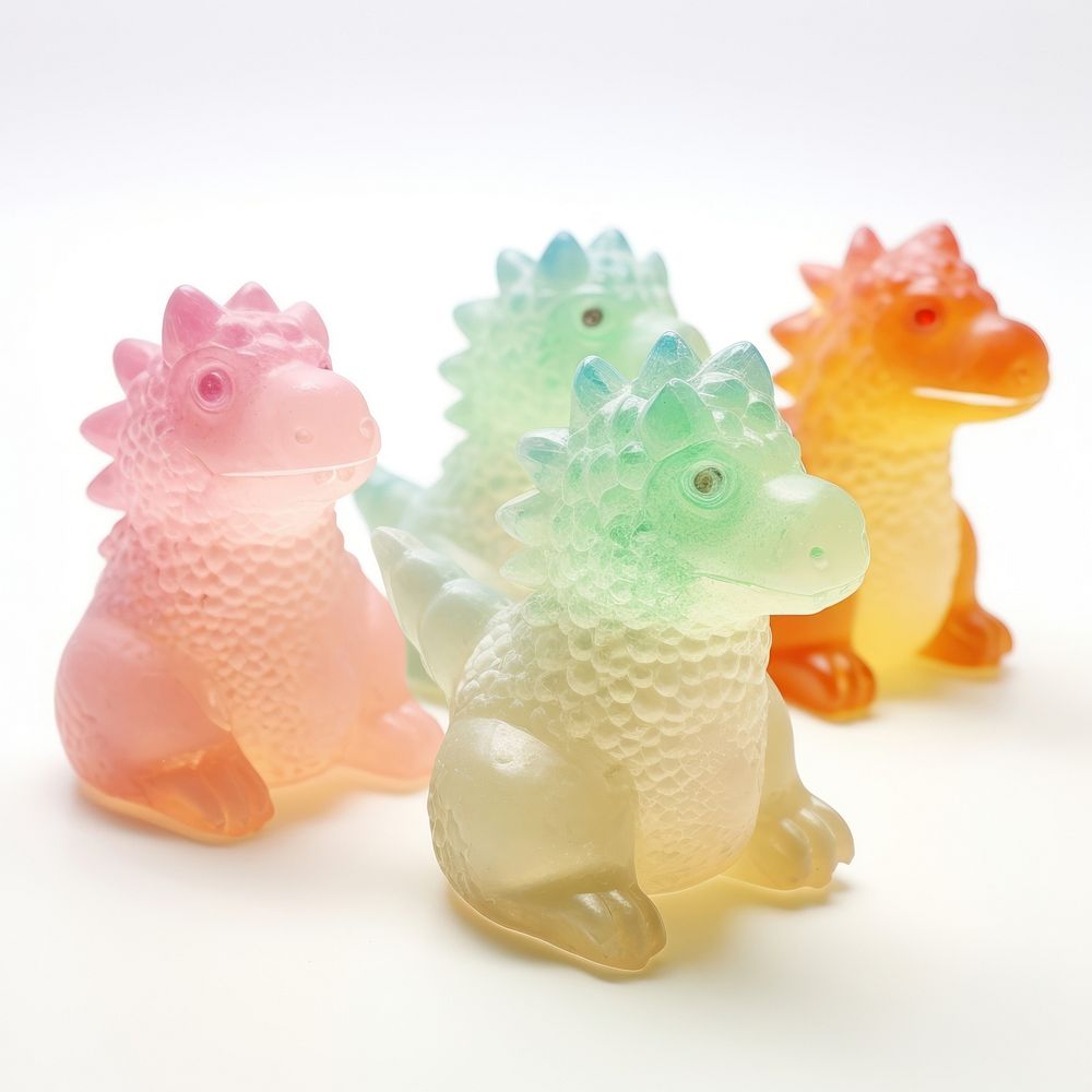 3d jelly glitter dinosaur animal sweets representation.