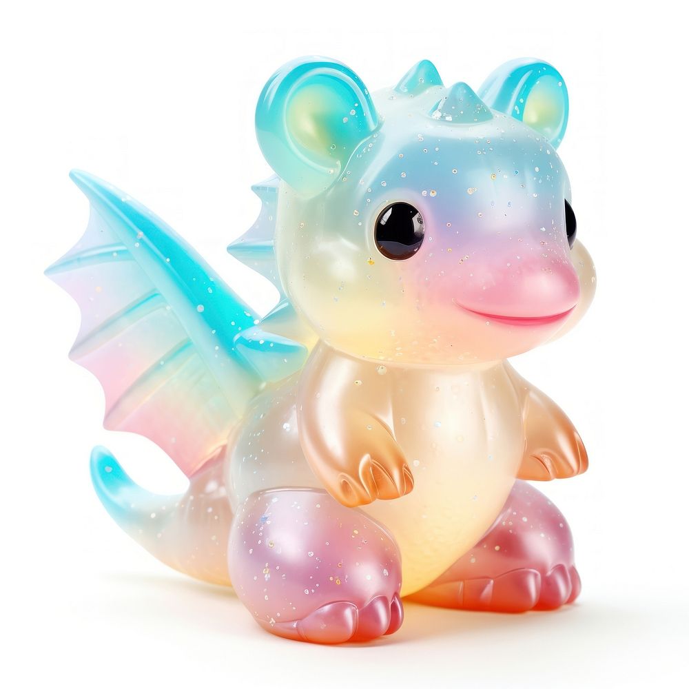 3d jelly glitter dragon figurine cute toy.