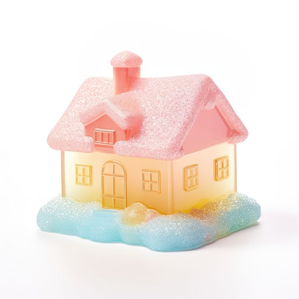 3d jelly glitter house architecture building sweets.