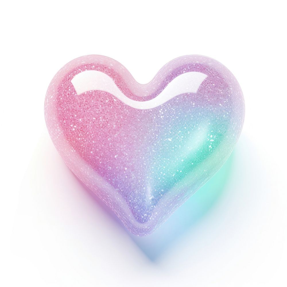 3d jelly glitter heart candy glowing circle.