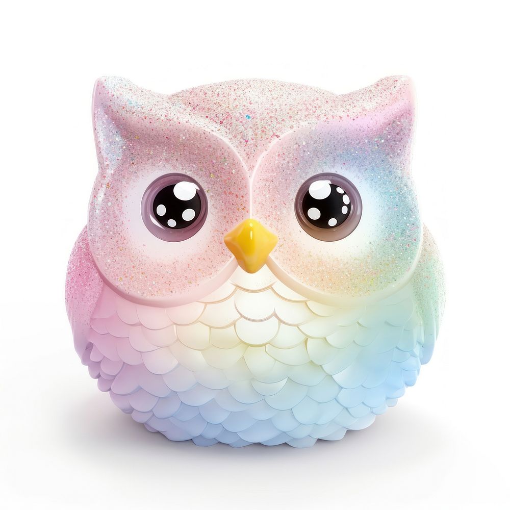3d jelly glitter owl animal nature representation.